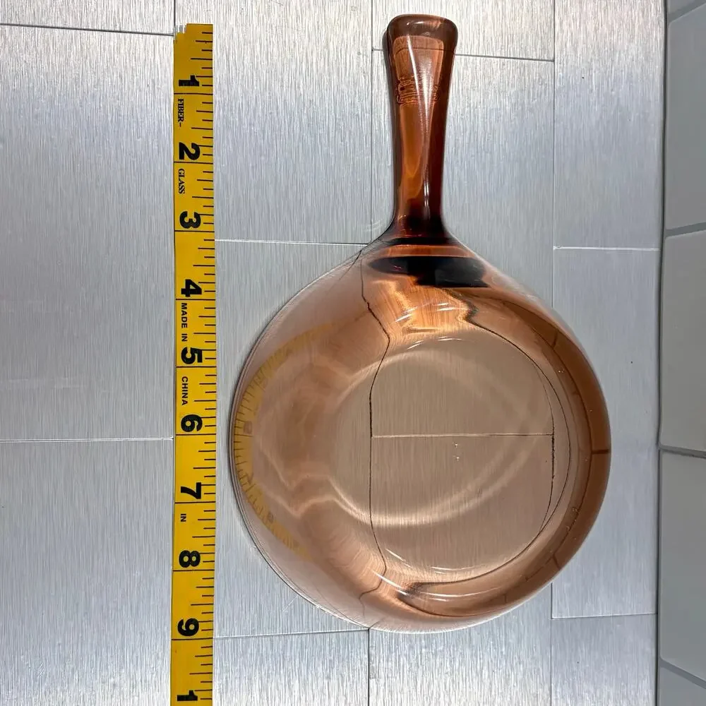 Vintage Corning Visions Amber Glass 1.5L Skillet Fry Pan France Pyroceram